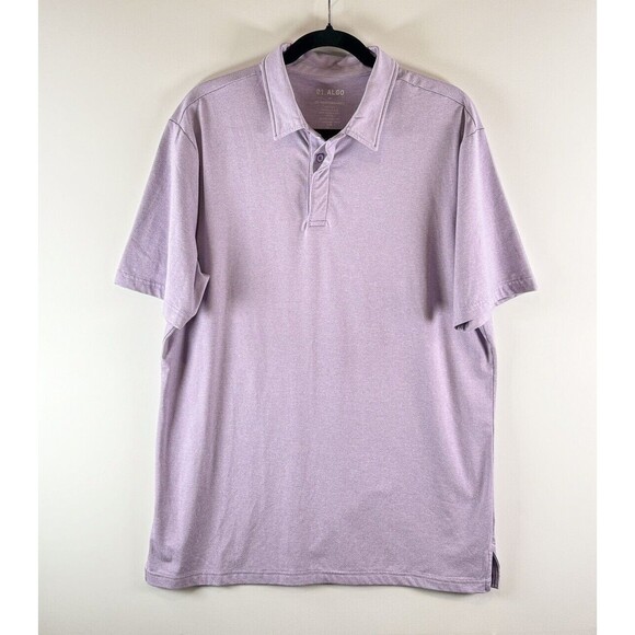 01 Algo Mens Polo Shirt Purple Quick Dry Wicking Performance Golf Large Tall - Picture 1 of 9